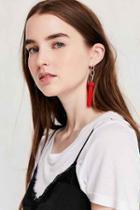 Urban Outfitters Yara Chain Tassel Statement Earring,red,one Size