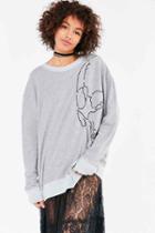 Urban Outfitters Truly Madly Deeply Embroidered Skull Sweatshirt,grey,l