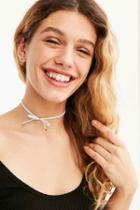 Urban Outfitters Velvet Bow Choker Necklace,blue,one Size