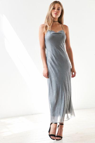 Silence + Noise Brona Croc Bias Midi Slip Dress