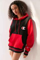 Urban Outfitters Champion Mini Logo Colorblock Hoodie Sweatshirt,red,m