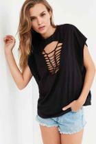 Urban Outfitters Truly Madly Deeply Macrame Tee,black,xs
