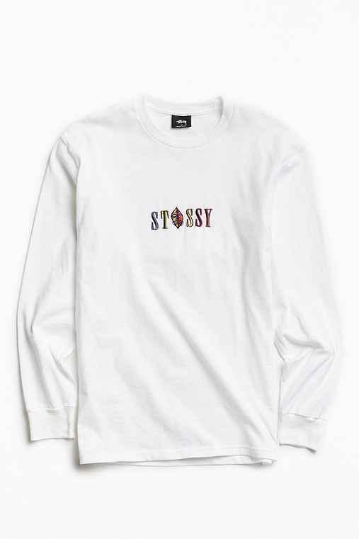 Urban Outfitters Stussy Embroidered Mask Long Sleeve Tee,white,s