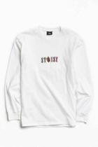 Urban Outfitters Stussy Embroidered Mask Long Sleeve Tee,white,s