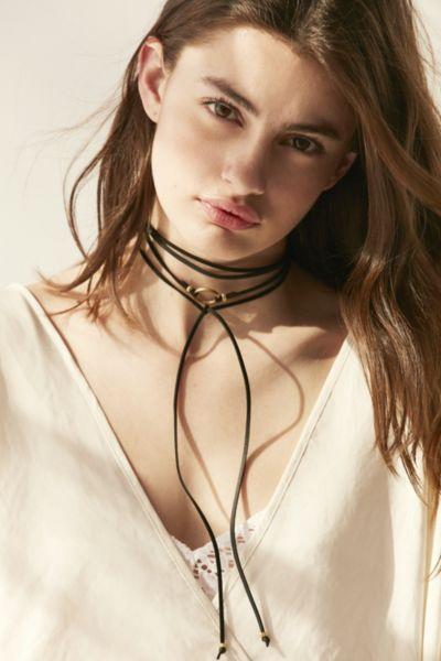 Urban Outfitters Circle Vegan Leather Wrap Choker Necklace