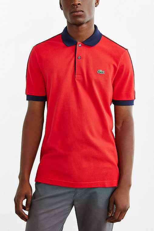 Urban Outfitters Lacoste L!ve Colorblock Polo Shirt,red,m