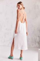 Urban Outfitters Silence + Noise Strappy Back Shine Midi Slip Dress,white,m