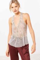 Urban Outfitters Kimchi Blue Alexis Beaded Mesh Tank Top,grey,m