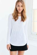 Urban Outfitters Silence + Noise Astrid Long-sleeve Shirttail Tee,white,s