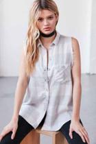 Urban Outfitters Bdg Re-worked Sleeveless Flannel Shirt,ivory,m