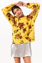 Urban Outfitters Kimchi Blue Floral Balloon-sleeve Pullover Sweater