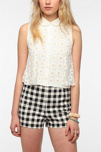Pins And Needles Sequin Daisy Button-down Top