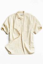 Urban Outfitters Uo Acid Wash Band Collar Short Sleeve Button-down Shirt,tan,xs