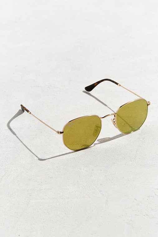 Urban Outfitters Ray-ban Hexagonal Flat Lens Sunglasses,brown,one Size