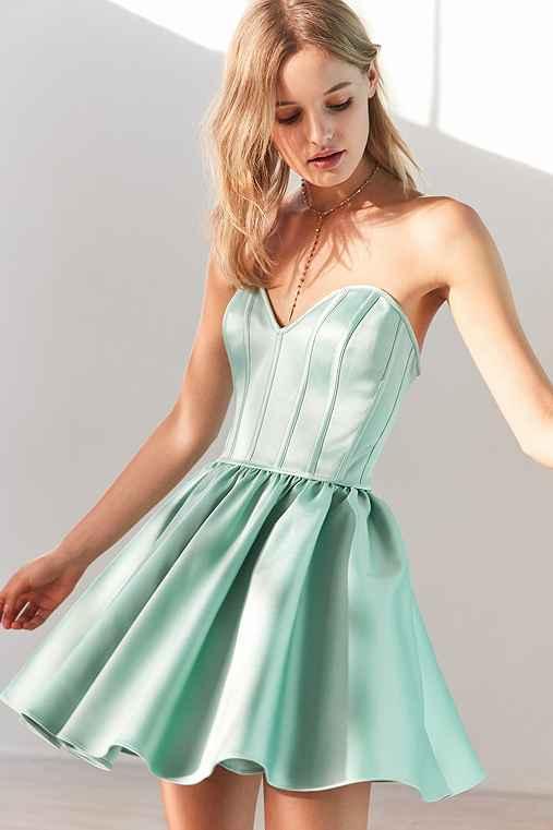 Urban Outfitters Kimchi Blue Corsetta Strapless Mini Dress,mint,0