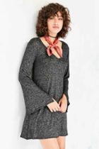Urban Outfitters Ecote Cozy Bell-sleeve Frock Dress,dark Grey,m