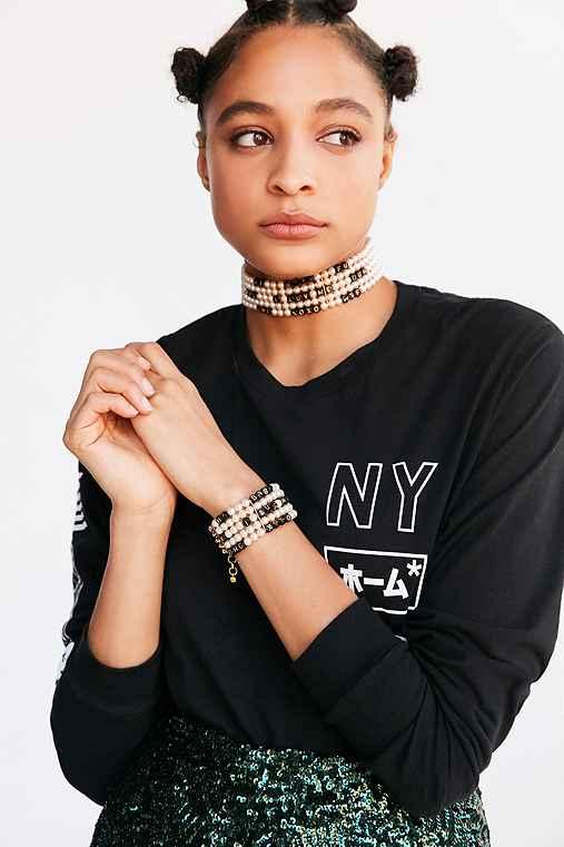 Urban Outfitters Venessa Arizaga Whatcha Say Pearl Choker Necklace,white,one Size