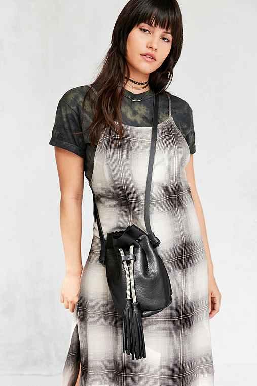 Urban Outfitters Eleven Thirty Christie Leather Mini Bucket Bag,black,one Size