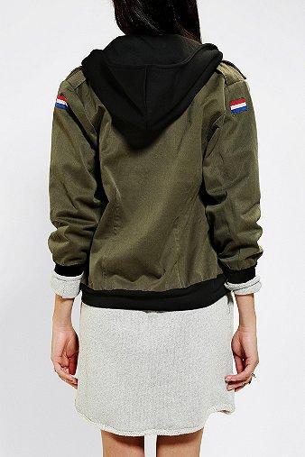 Urban Renewal Hooded Camo Bomber Jacket