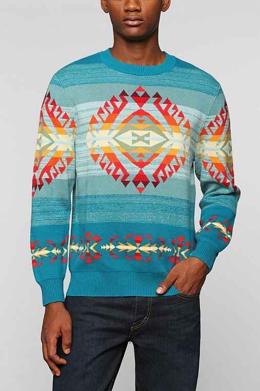 Urban Outfitters Pendleton Jacquard Sweater,turquoise,m