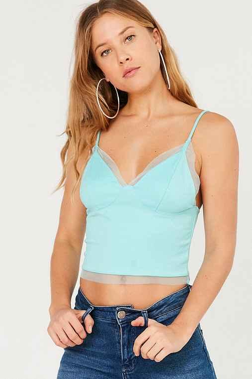 Urban Outfitters Silence + Noise Camden Mesh Lined Cami,sky,m
