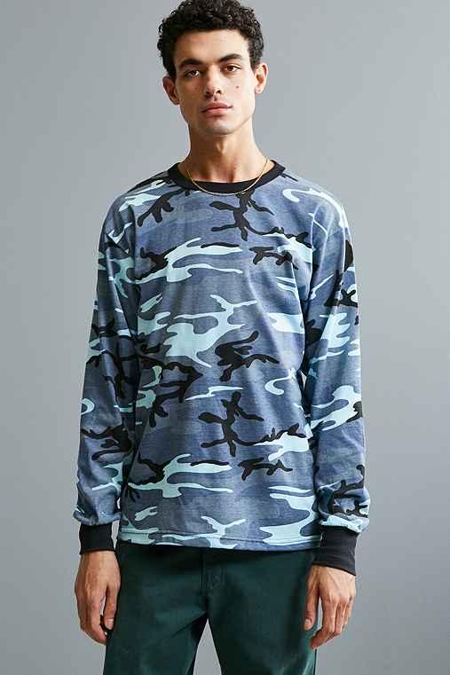 Urban Outfitters Rothco Camo Long Sleeve Tee,blue Multi,s