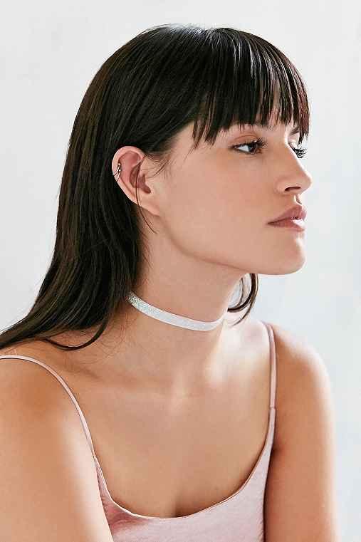 Urban Outfitters Bianca Glitter Choker Necklace,white,one Size