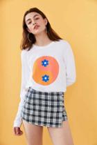 Urban Outfitters Future State Floral Yin-yang Long-sleeve Tee,white,m