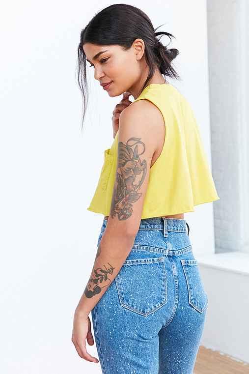 Urban Outfitters Truly Madly Deeply Maddie Crop Muscle Tee,yellow,s