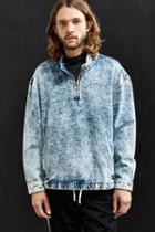 Urban Outfitters Uo Bleached Denim Mock Neck Pullover Shirt,light Blue,m