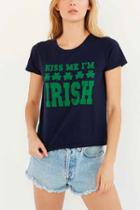 Urban Outfitters Truly Madly Deeply Kiss Me I'm Irish Tee,green,xs