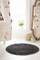 Urban Outfitters Plum & Bow Crochet Trim Bath Mat,black,one Size