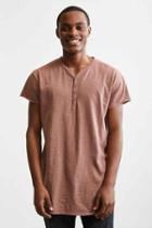 Urban Outfitters Feathers Slub Droptail Henley Tee,mauve,m