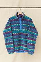 Urban Renewal Vintage Patagonia Purple + Blue Pattern Fleece Pullover Jacket