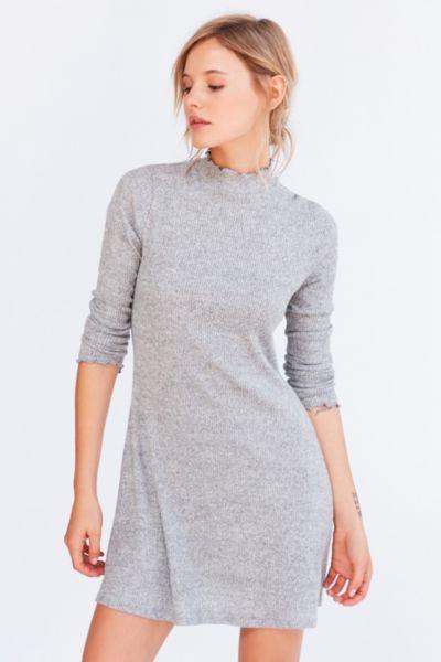 Urban Outfitters Kimchi Blue Lettuce-edge Mock-neck Mini Dress