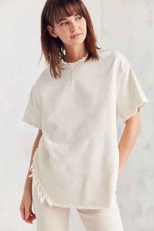 Urban Outfitters Bdg Destroy Oversized Denim Top,white,m