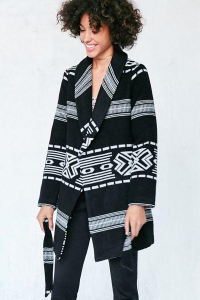 Urban Outfitters Ecote Patterned Blanket Wrap Coat
