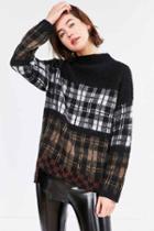 Urban Outfitters Silence + Noise Gunner Plaid Sweater,black Multi,xs/s
