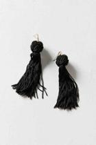 Urban Outfitters Vanessa Mooney Astrid Knotted Tassel Earring,black,one Size