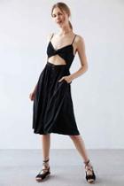 Urban Outfitters Kimchi Blue Tie-front Cutout Button-down Midi Dress,black,4