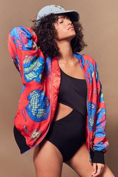 Silence + Noise Jane Globe Print Bomber Jacket