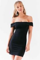 Urban Outfitters Silence + Noise Structured Off-the-shoulder Bodycon Mini Dress,black,l