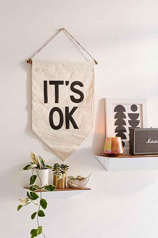 Urban Outfitters Uo X Secret Holiday & Co. It's Ok Banner,cream,one Size