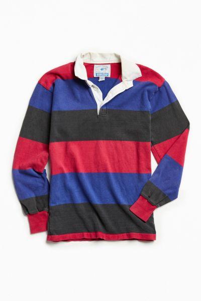 Urban Outfitters Vintage Vintage Lands End Raspberry + Violet Stripe Rugby Shirt
