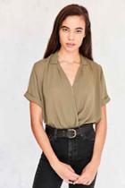 Urban Outfitters Silence + Noise High/low Surplice Tee Blouse,green,s