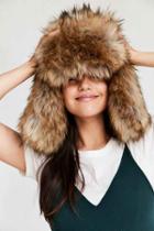 Urban Outfitters Oversized Faux Fur Trapper Hat,brown,one Size