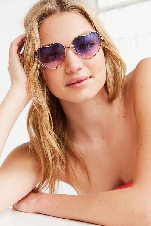Urban Outfitters Mia Metal Heart Sunglasses,pink,one Size
