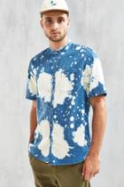 Urban Outfitters Uo Bleach Splatter Denim Short Sleeve Button-down Shirt