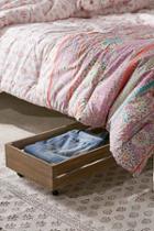 Urban Outfitters Under-the-bed Rolling Wood Storage Box,cream,one Size
