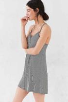 Urban Outfitters Bdg Button-up Strappy Frock Dress,black & White,m